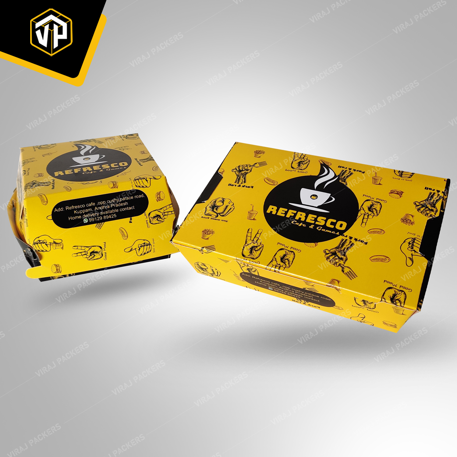Custom Printed Biryani Packaging Box - Eco-friendly Paper, Customized Size, Uv Offset Printing | Secure Closure, Ventilation Holes, Glossy Lamination