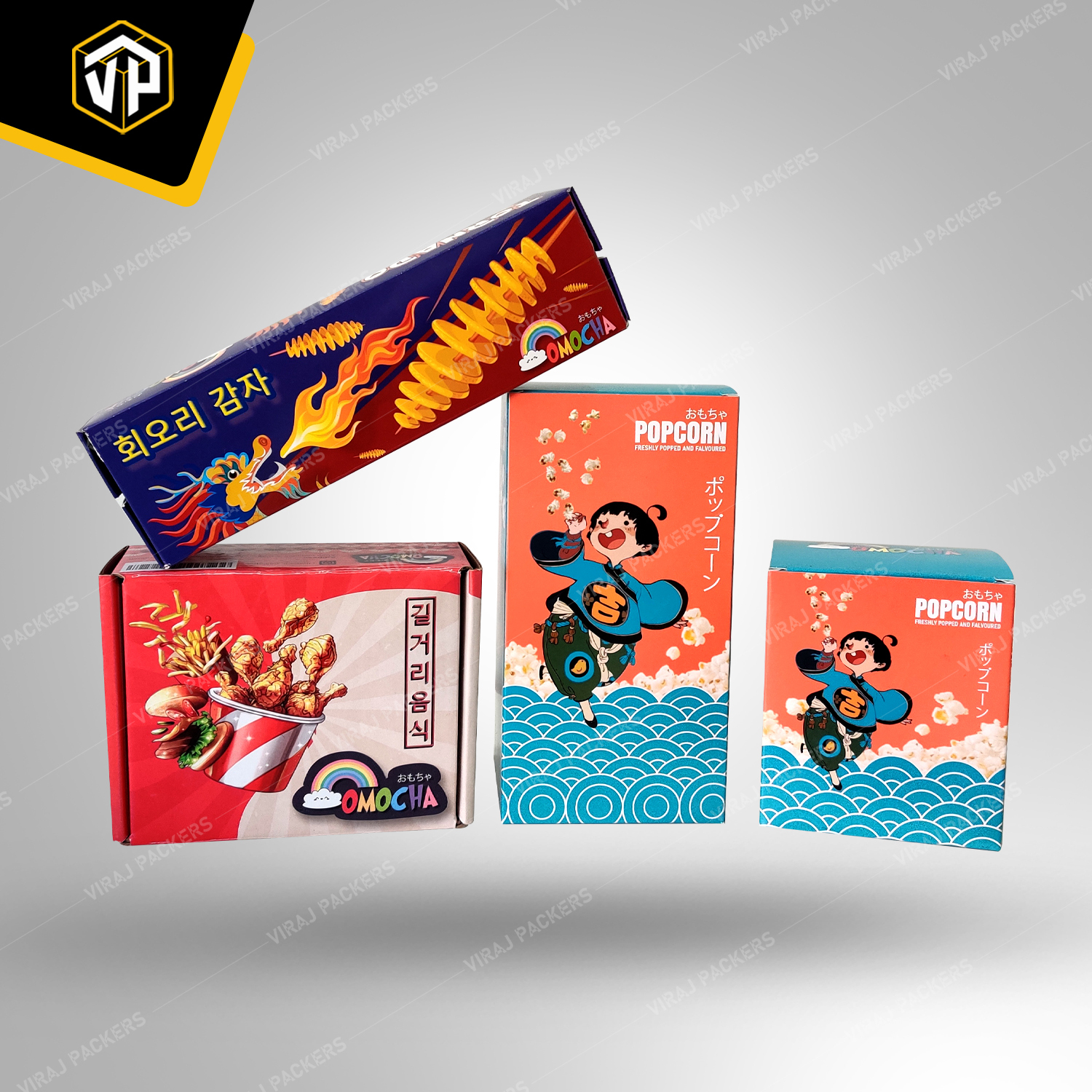 Popcorn Packaging Box - Food-grade Paper With Custom Size Glossy Lamination Finish - Secure Closure Ventilation Holes Customizable Printing Options