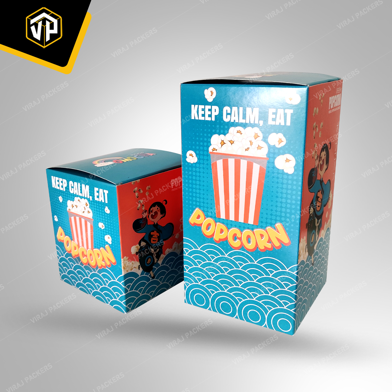 Popcorn Packaging Box - Food-grade Paper With Custom Size Glossy Lamination Finish - Secure Closure Ventilation Holes Customizable Printing Options