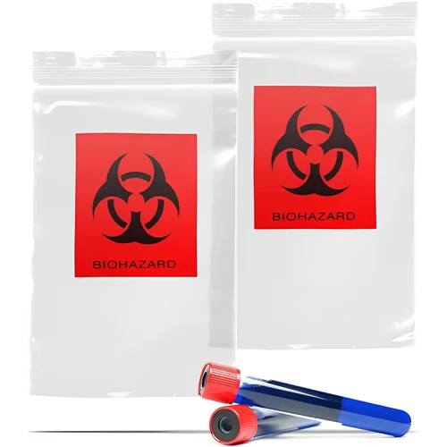 Resalable Specimen Transport Bags - LDPE Material, Various Sizes, Yellow Color | Zipper Top Closure, Reusable Design with Offset Printing
