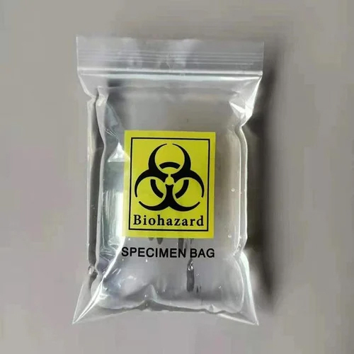 Biohazard Zipper Bags - LDPE Material, Custom Made Sizes , Transparent with Zipper Top and Offset Printing for Clear Labeling