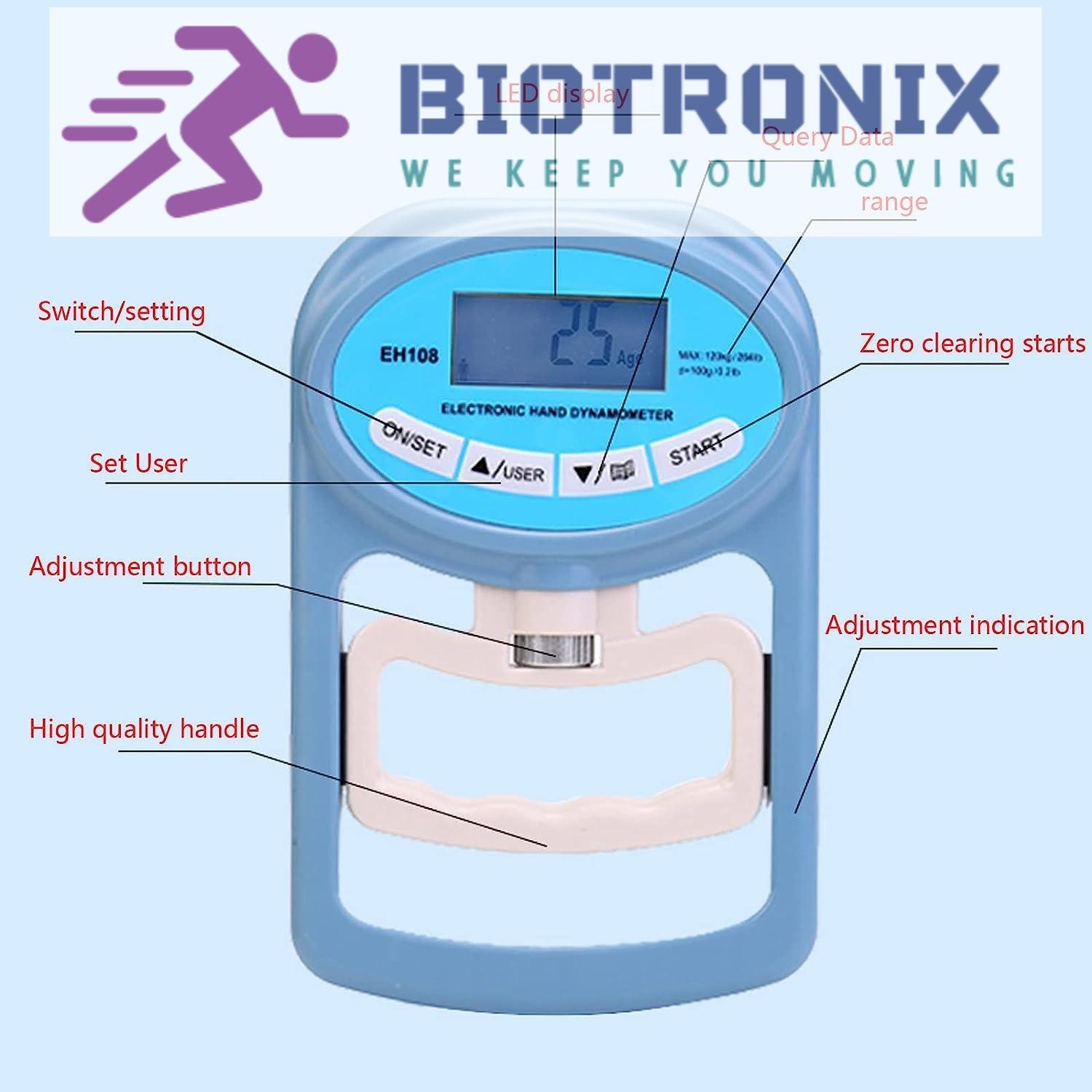 Dynamometer Hand Strength Tester Digital - Plastic, 0-120 Kg Pressure Range | Portable, Lcd Display, Usb & Battery Powered, Dual Usage