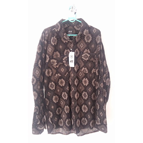 Printed Regular Fit Shirt - Collar Style: Z Button