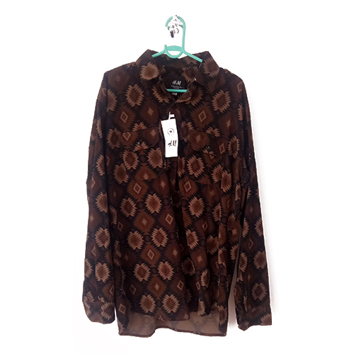 Printed Regular Fit Shirt - Collar Style: Z Button