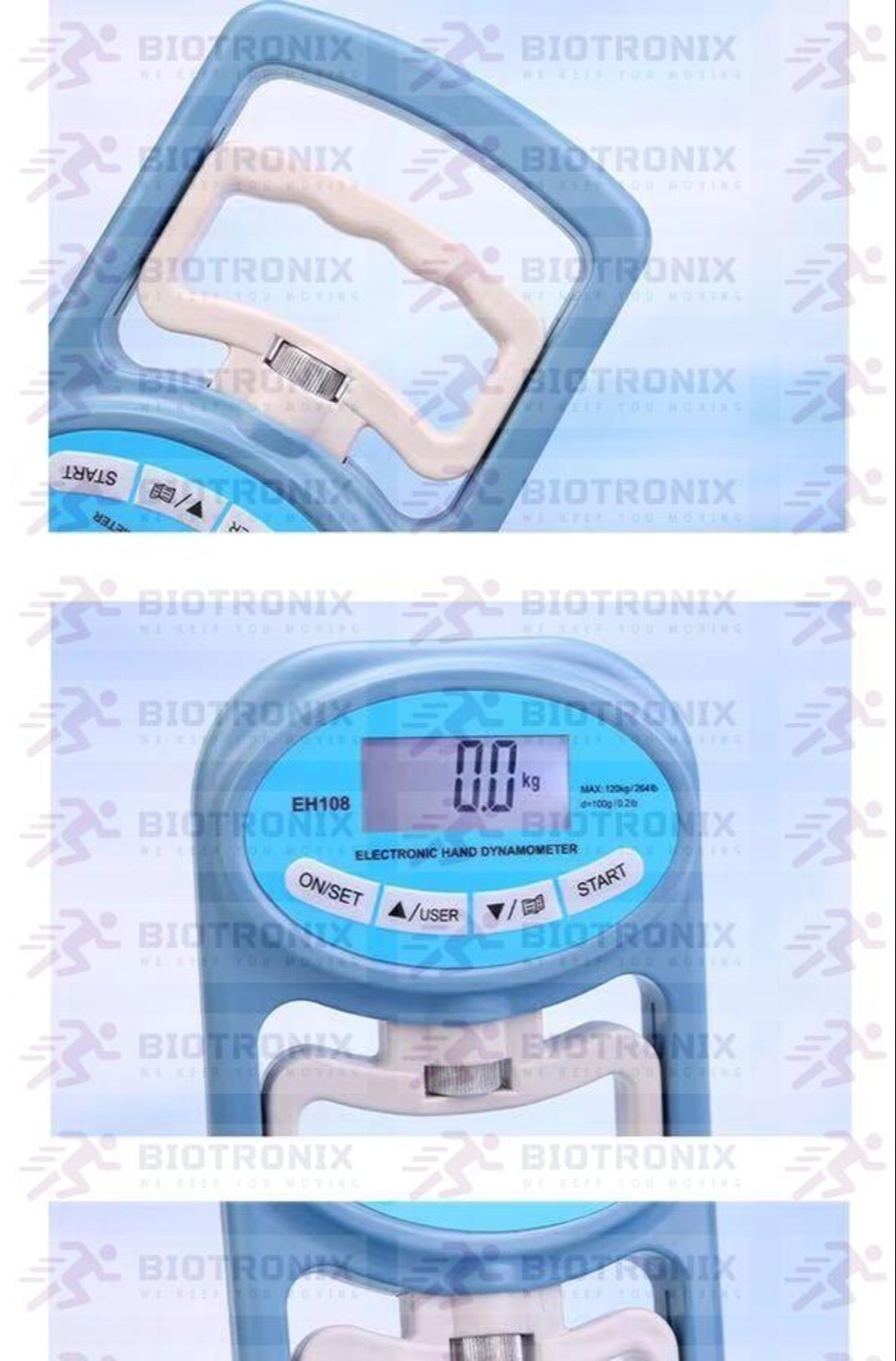 Digital Hand Grip Strength Dynamometer - 120 Kg / 264 Lbs Capacity, Lcd Display, Usb Rechargeable, Auto Capture For 19 Users, High Precision Strain Gauge Sensor