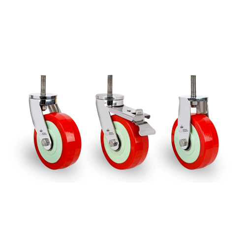 भारी शुल्क स्टड प्रकार SS निर्मित कास्टर PU पहियों पर