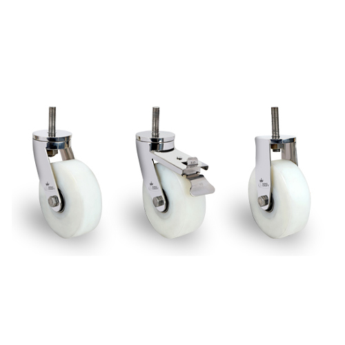 भारी शुल्क स्टड प्रकार SS निर्मित कैस्टर UHMW पहियों पर