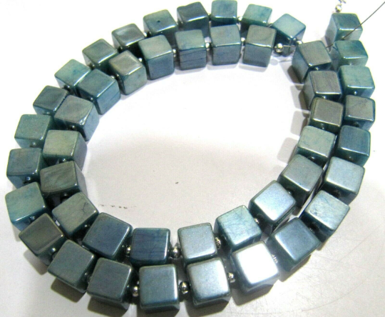 Natural Moonstone Coated 6-7mm Blue Topaz Plain Box Shape Per Strand 8''long - Material: Stone