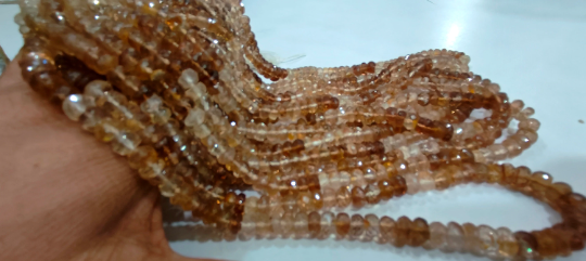 Natural Imperial Topaz 6-7mm Rondelle Faceted Beads Strand 10 Inches Long - Beads Colour: Brown