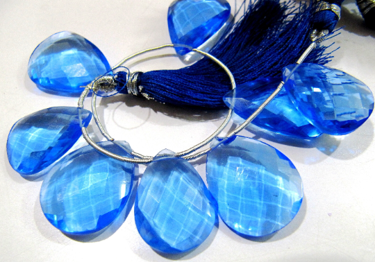 London Blue Topaz Faceted Pear Shape 16x21mm To 18x25mm Beads Strand 8''
