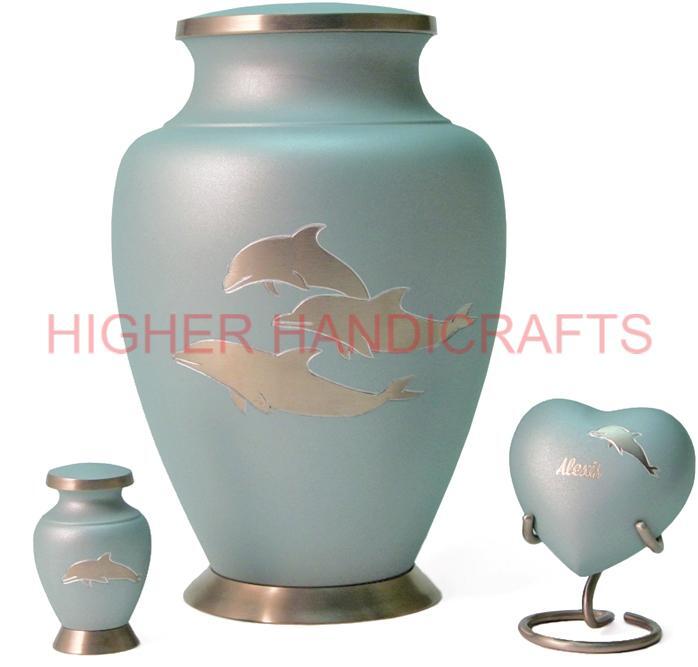 Adult Brass Cremation Urn For Ashes , Large Urns With Small Keepsake Urns Set