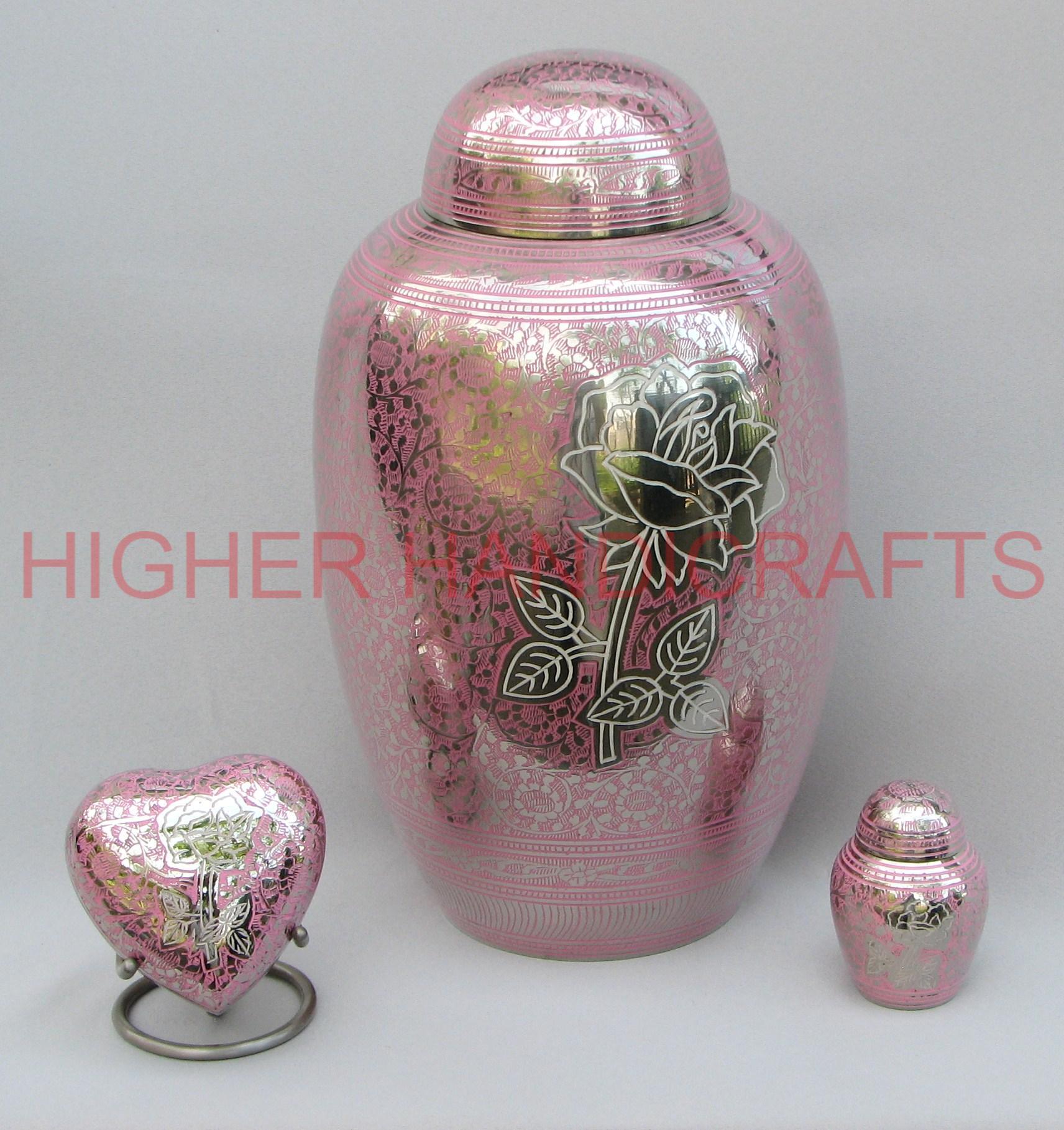 Adult Brass Cremation Urn For Ashes , Large Urns With Small Keepsake Urns Set