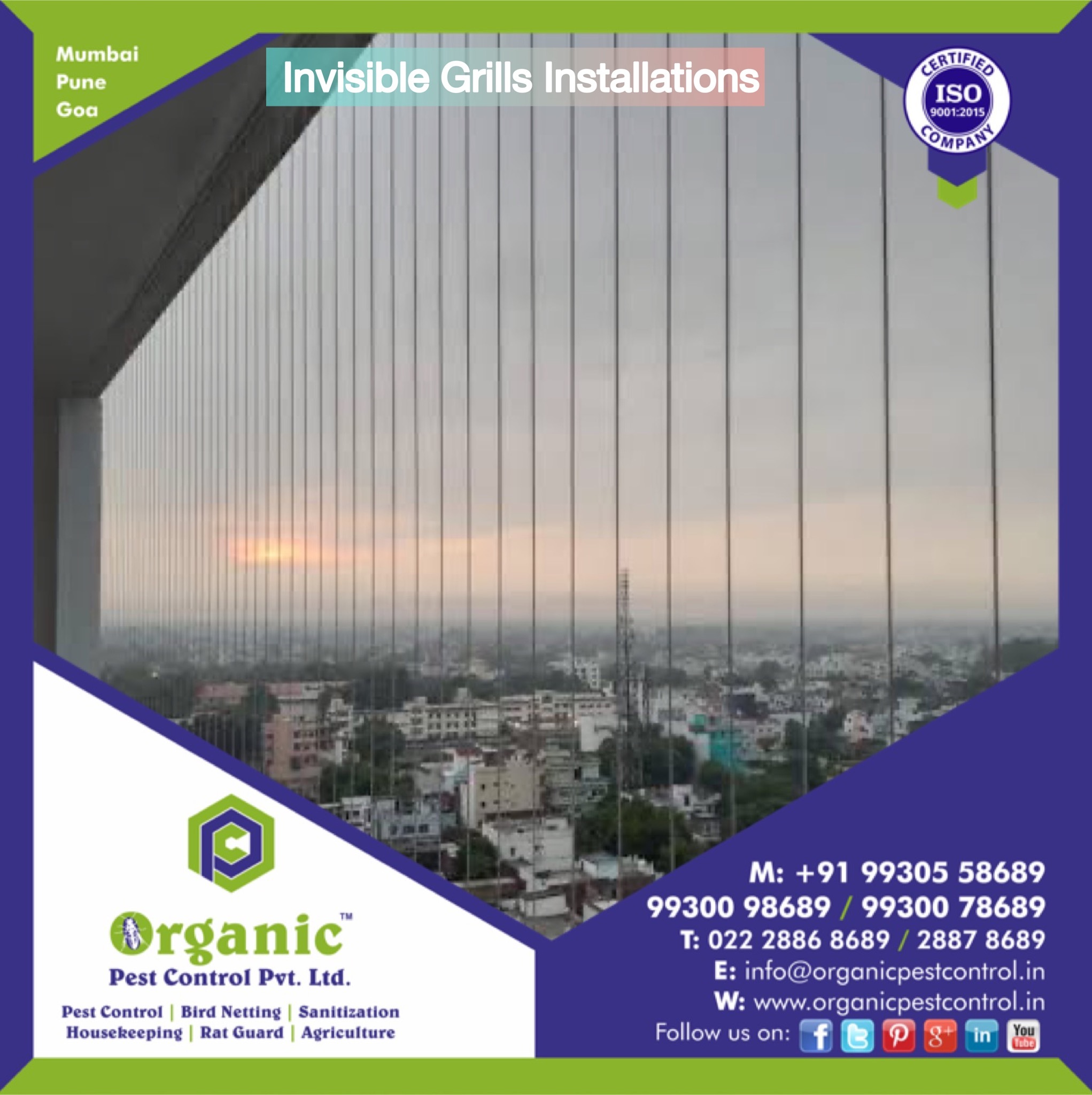 Balcony Invisible Grill - Stainless Steel 316, Wire Gauge 2.5-3 | Invisible Safety Solution For Balconies And Windows, Aesthetic Design