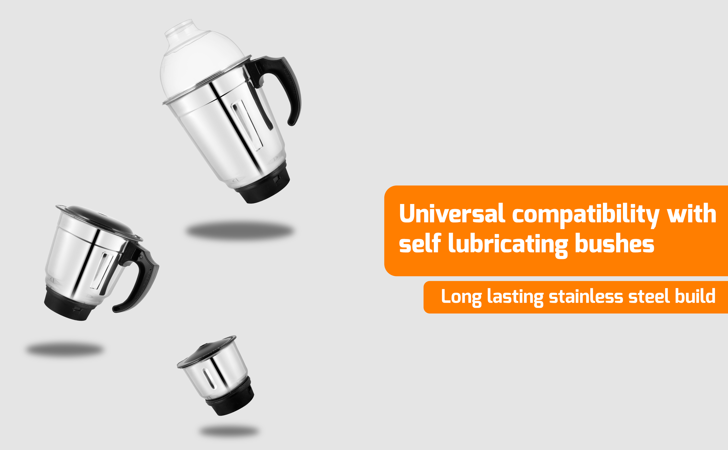 Stainless Steel 3 Pieces Mixer Grinder Jar Set Power Consumption: 750 Watt (W)