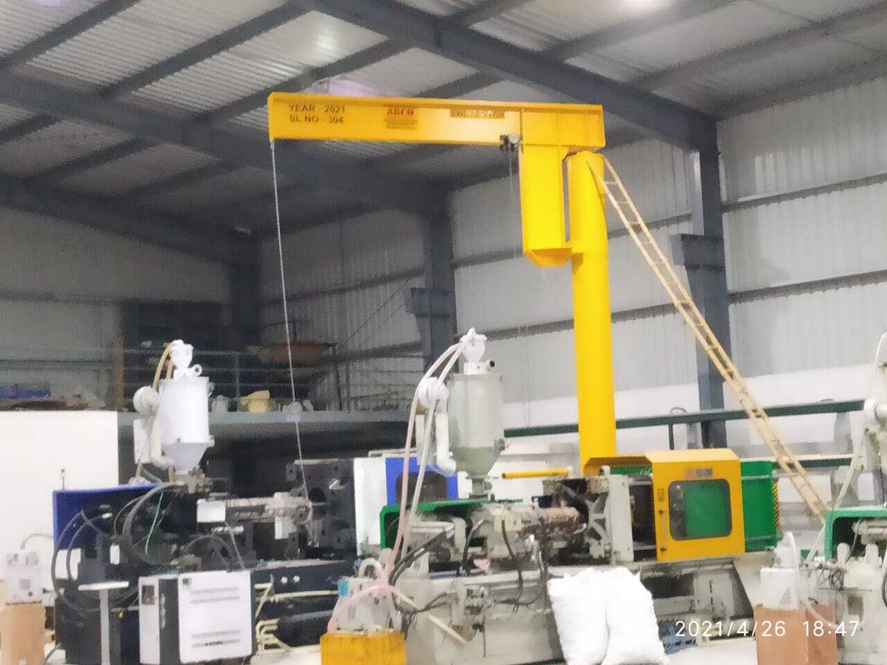 Jib Crane - Electric Power Supply, Yellow Finish | Heavy Weight, Safe & Reliable Operation, Compact Design, 1-year Warranty