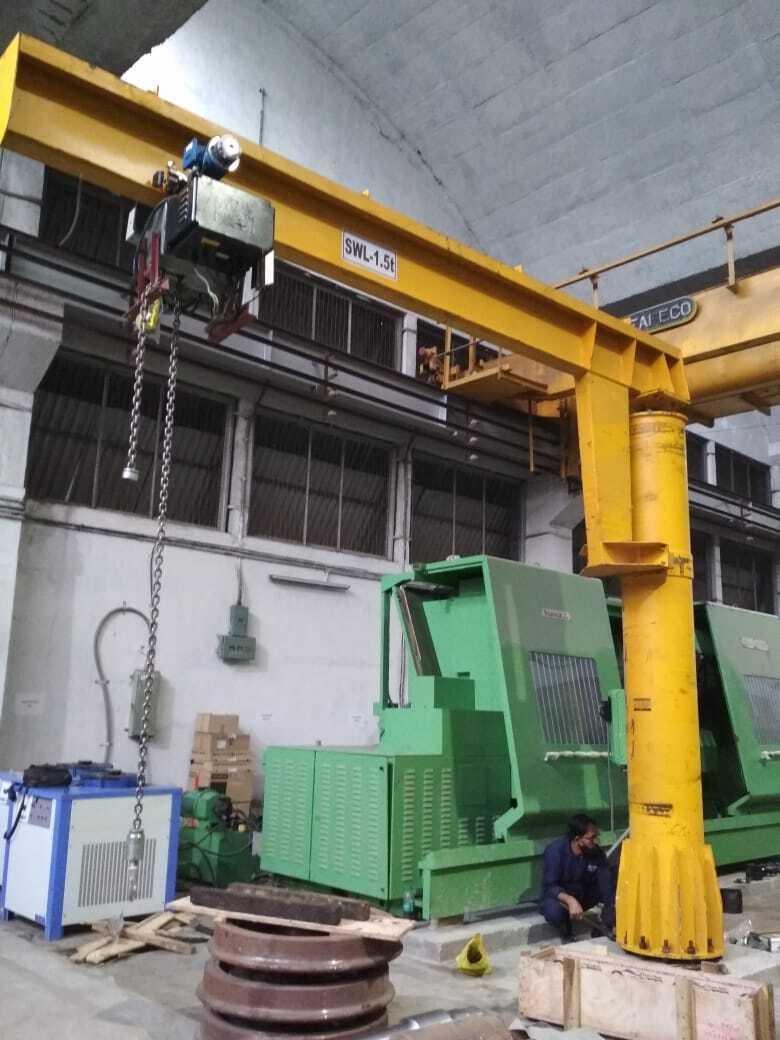 Jib Crane - Electric Power Supply, Yellow Finish | Heavy Weight, Safe & Reliable Operation, Compact Design, 1-year Warranty