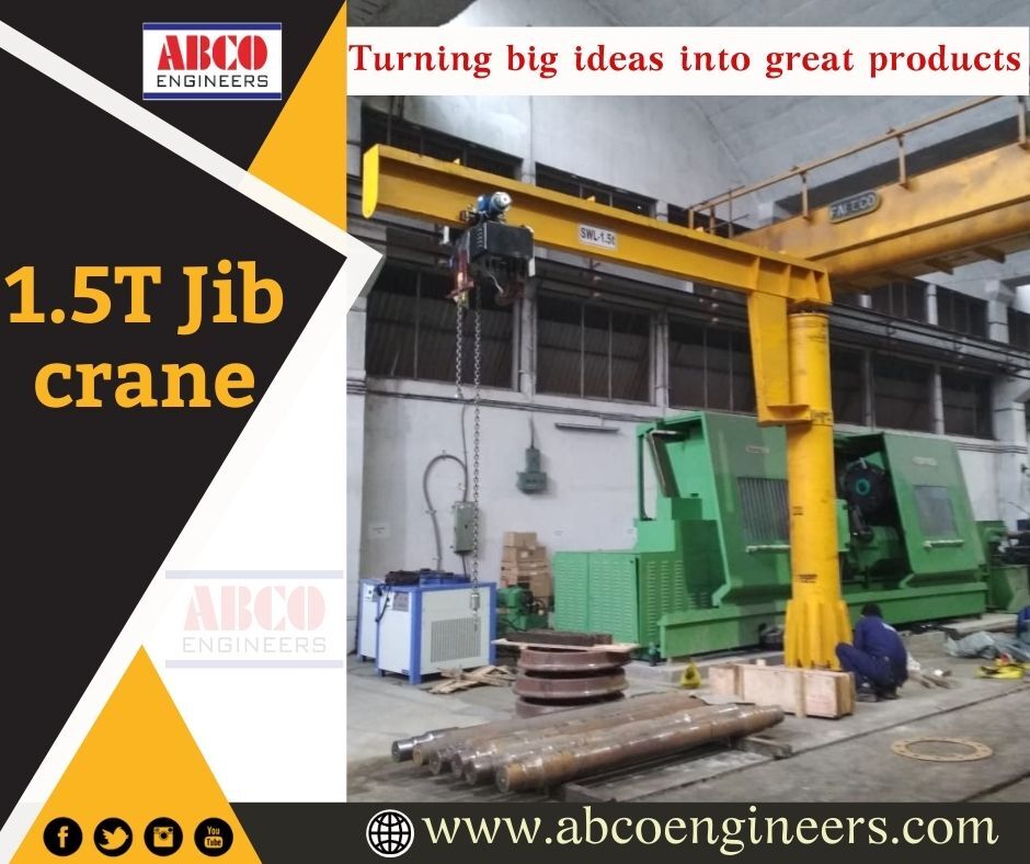 Jib Crane - Electric Power Supply, Yellow Finish | Heavy Weight, Safe & Reliable Operation, Compact Design, 1-year Warranty