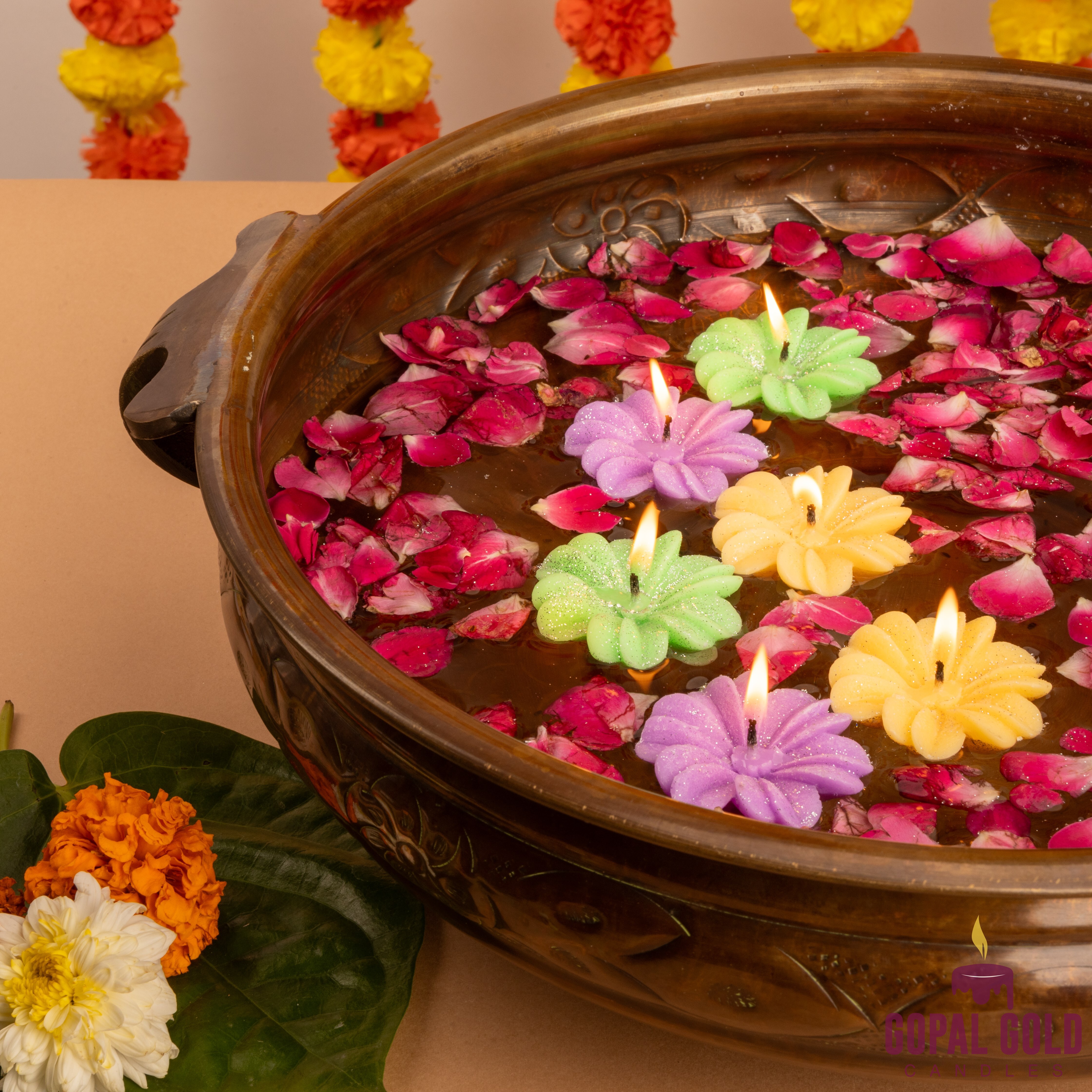 Colored Flame Flower Shape Wax Candles