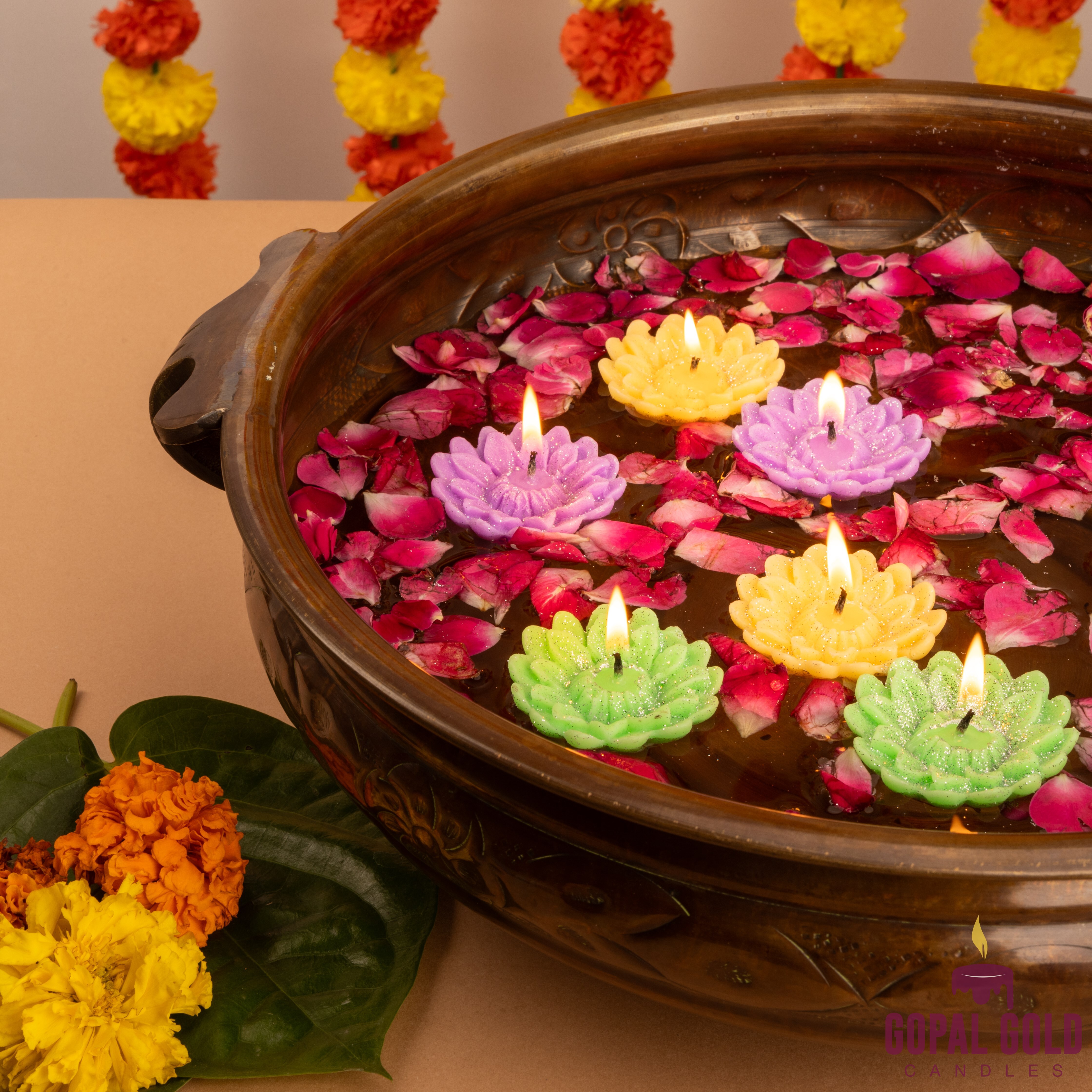 Colored Flame Flower Shape Wax Candles