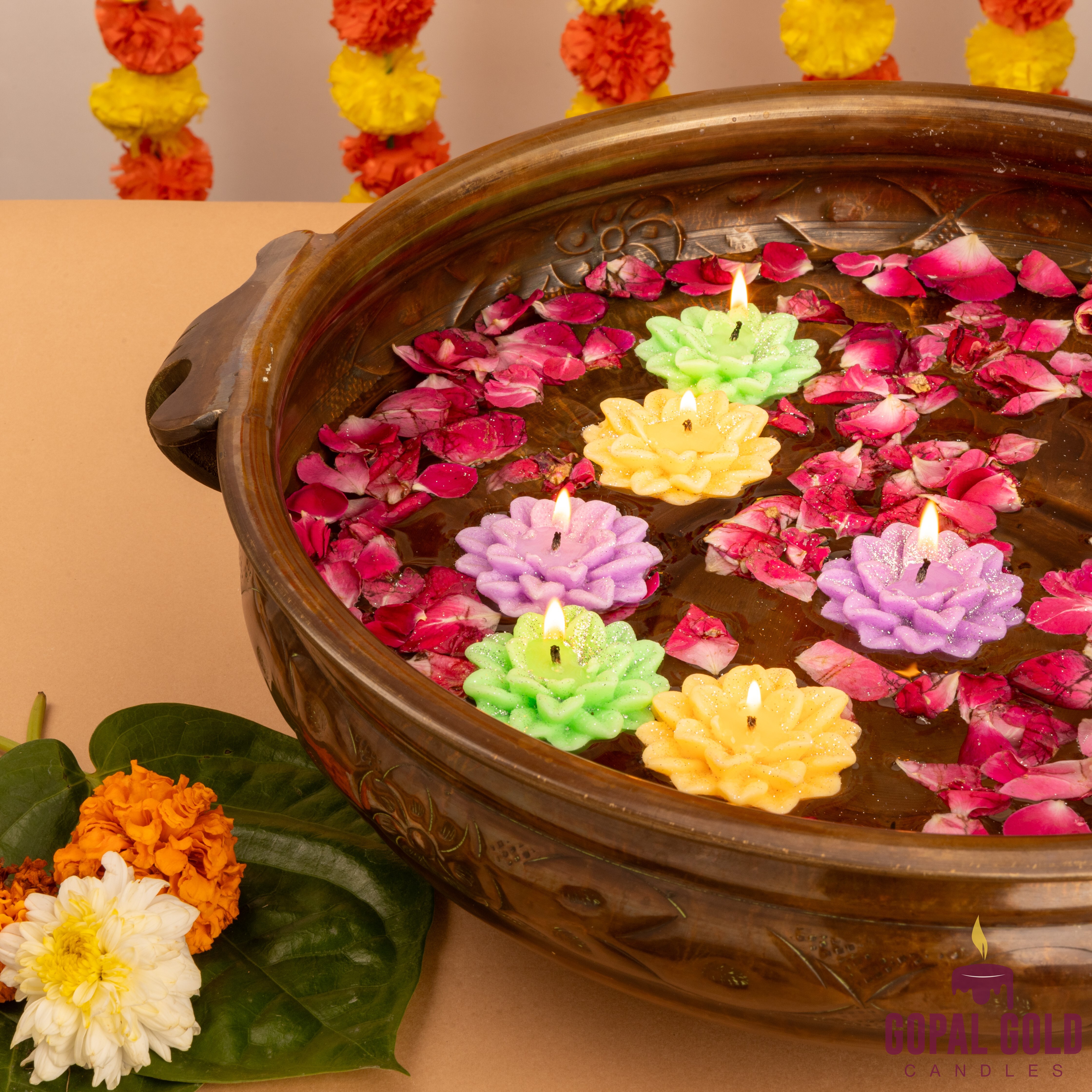Colored Flame Flower Shape Wax Candles