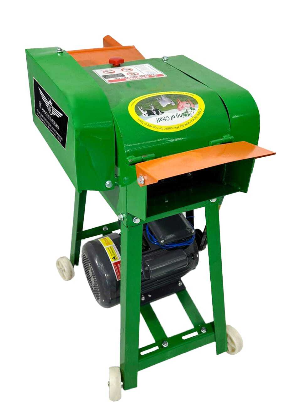 Heavy Duty Premium Chaff Cutter - Metal, 84x43x79 Cm | 3 Hp Copper Motor, 400kg/hr Output, Easy To Operate With Electric Start, Four-wheel Mobility, And Low Maintenance