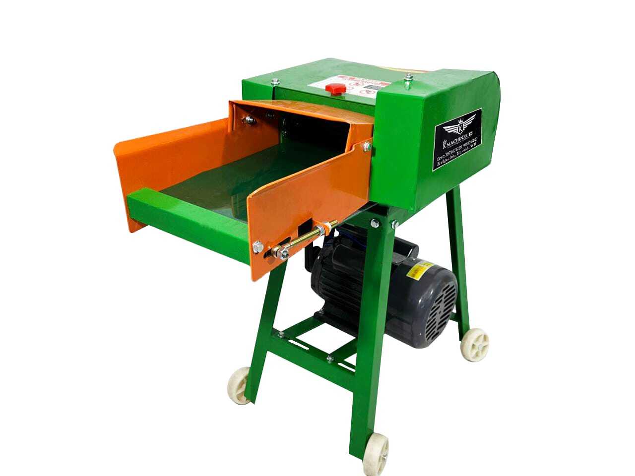 Heavy Duty Premium Chaff Cutter - Metal, 84x43x79 Cm | 3 Hp Copper Motor, 400kg/hr Output, Easy To Operate With Electric Start, Four-wheel Mobility, And Low Maintenance