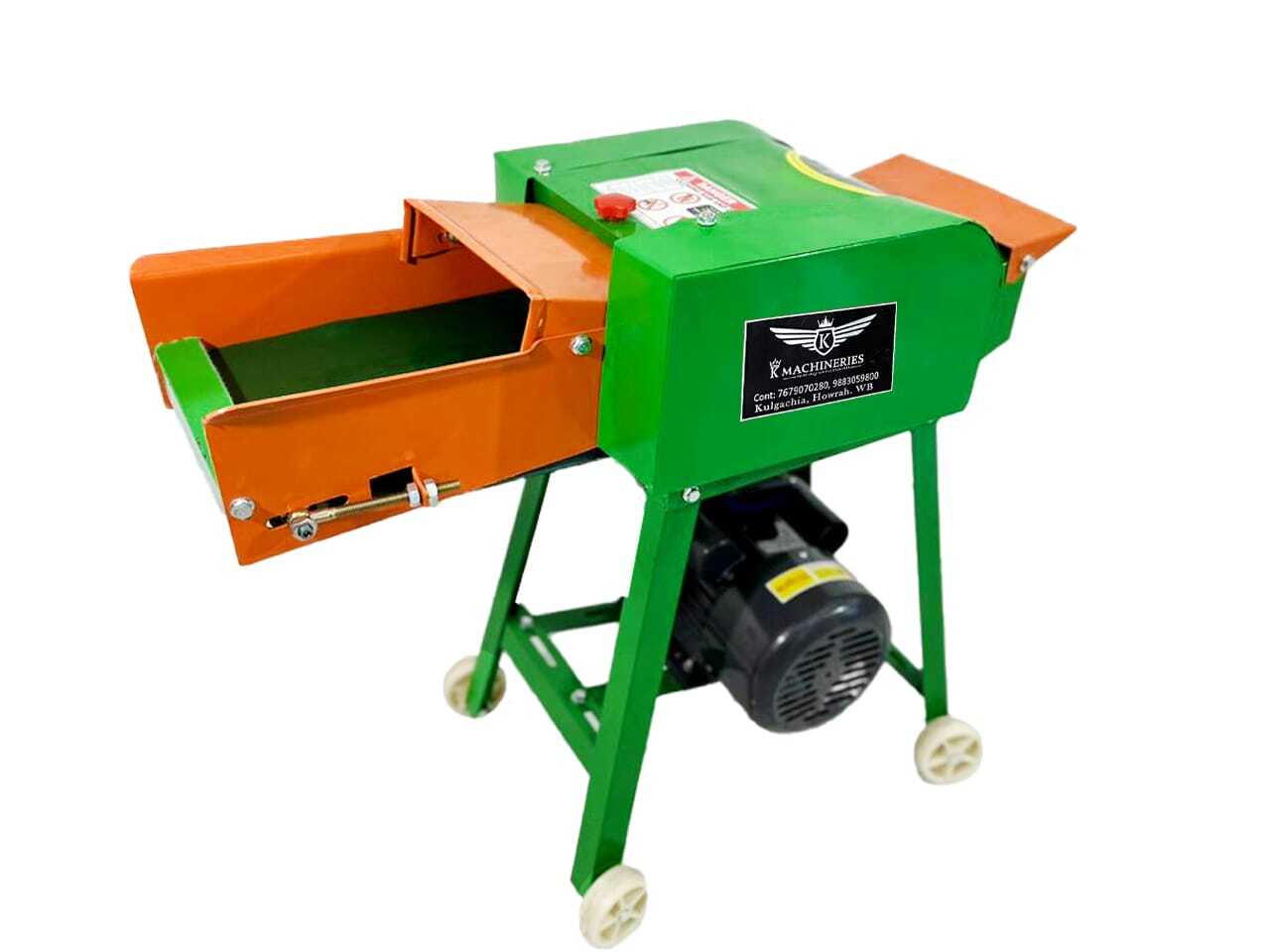 Heavy Duty Premium Chaff Cutter - Metal, 84x43x79 Cm | 3 Hp Copper Motor, 400kg/hr Output, Easy To Operate With Electric Start, Four-wheel Mobility, And Low Maintenance