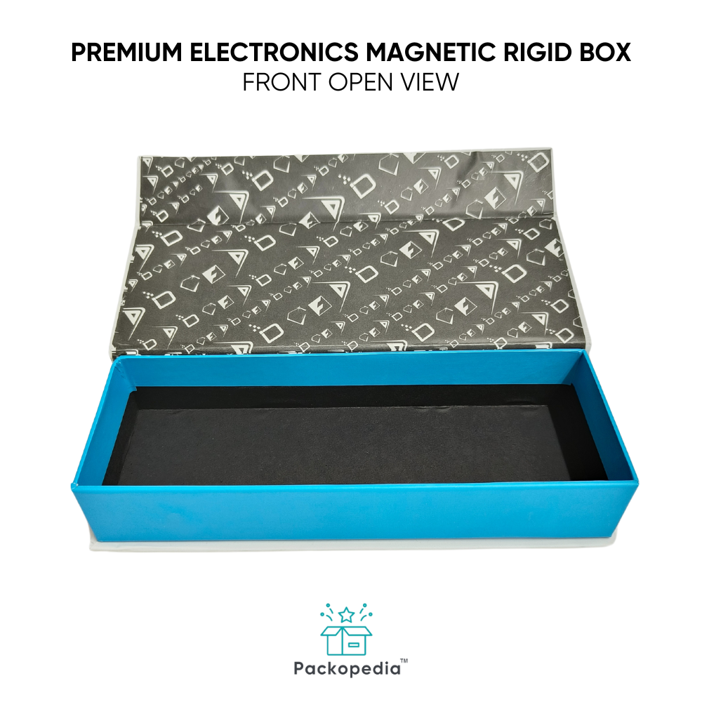 Premium Electronics Magnetic Rigid Box - Multicolour Rectangle Design, Customized Shape & Size With Foil Stamping And Spot Uv Finish, Laminated Surface