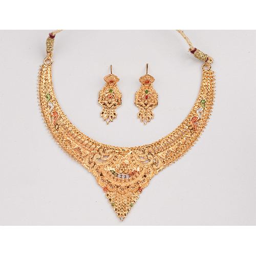 Designer Artificial Gold Necklace Set - Color: Golden