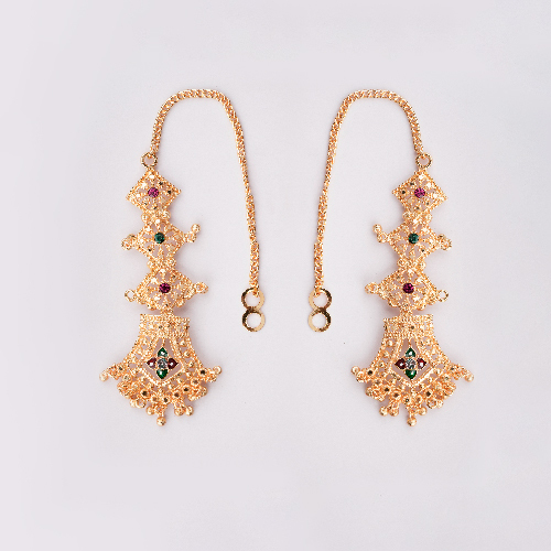 Fancy Gold Long Earrings - High-quality Yellow Gold, Elegant Custom Design For Weddings And Parties