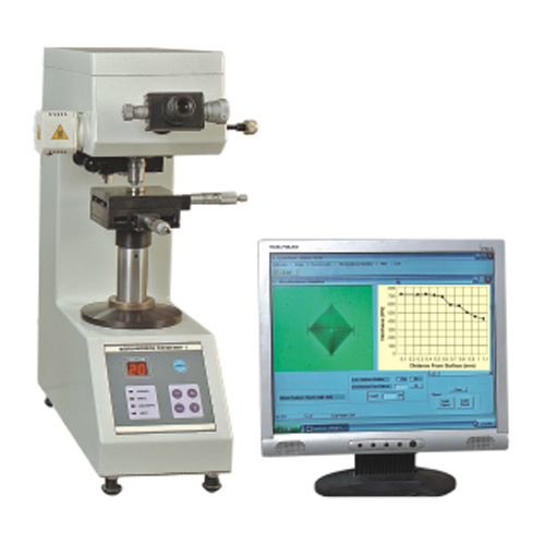 Micro Vickers Hardness Tester - 10gf to 1000gf Test Load, Semi-Automatic Operation | Electric Power Supply, Computerized Measurement Conversion, High Resolution CCD Camera, Rotating Turret Indenter