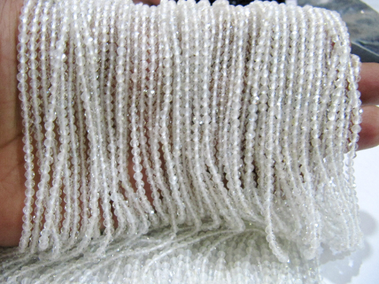 Natural White Topaz Rondelle Faceted Beads 3mm Strand 13 Inches Long