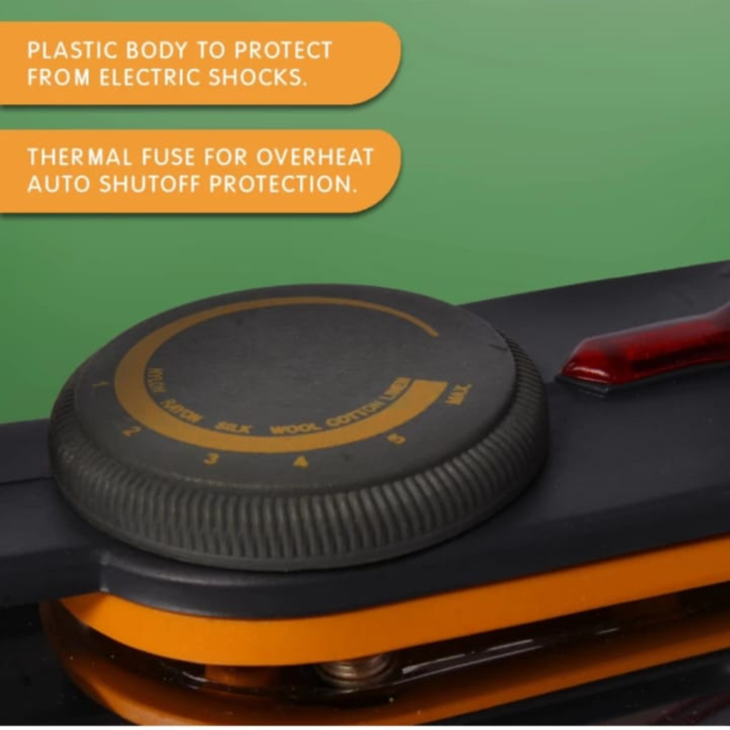 Lightweight Dry Iron - Golden Teflon Coated Soleplate, 1000w Power Consumption, 360-degree Swivel Cord, Adjustable Temperature Control, Auto Shut-off Feature