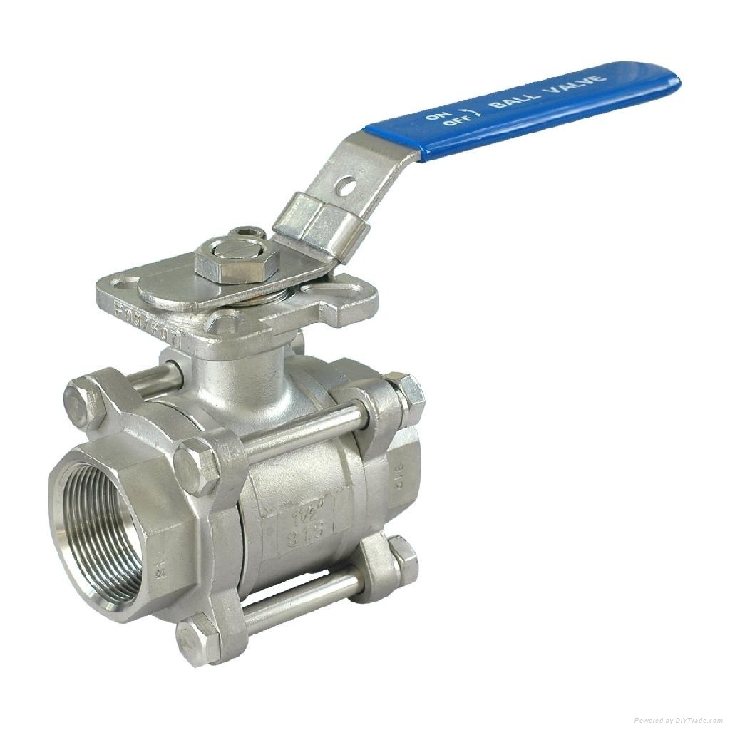 Three Piece Ball Valve Ptfe Ss304 For Chemical Processing Plants