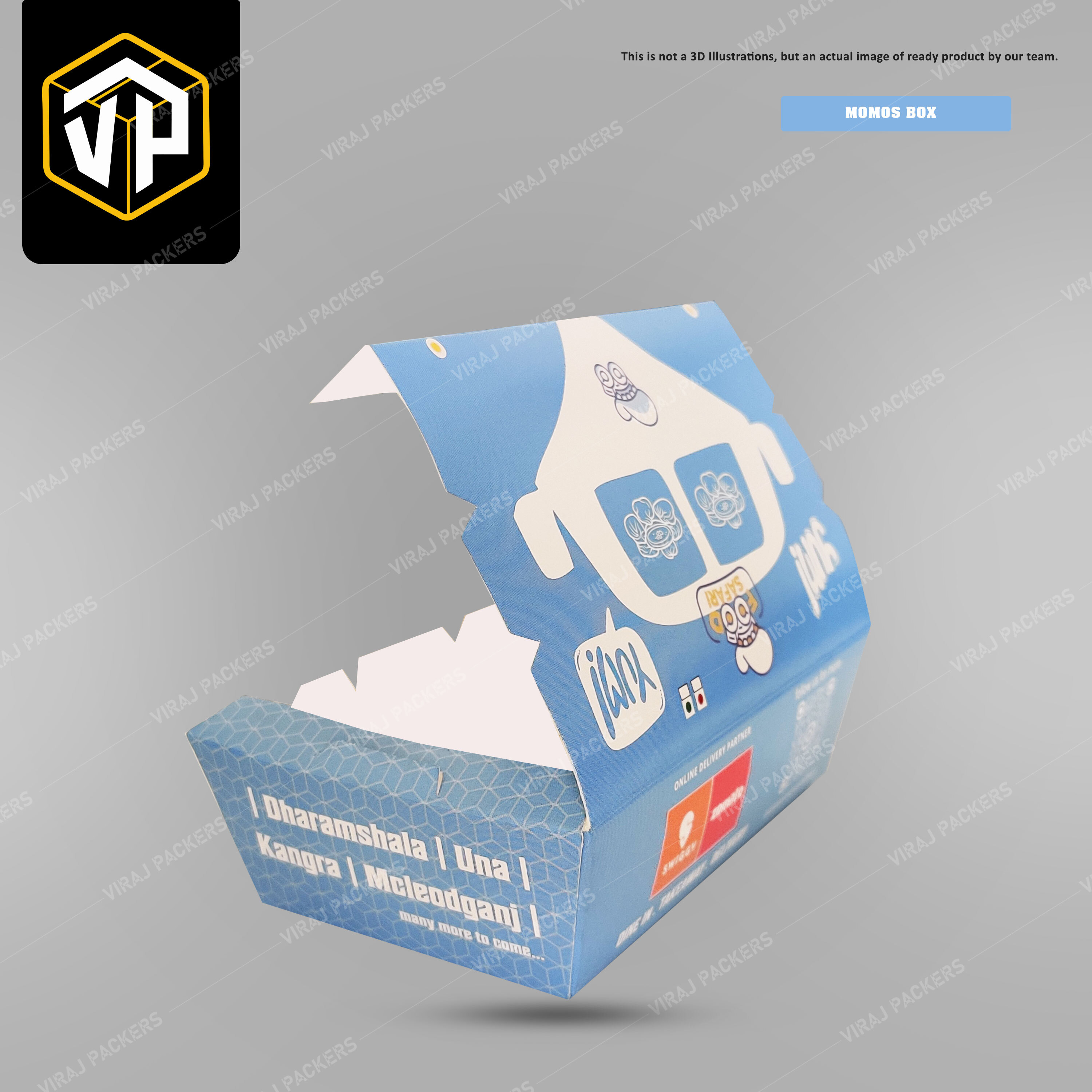 Momos Box - Paper Material , Customized Size, Glossy Lamination Finish | Eco-friendly, Leak-proof Design With Ventilation Holes For Freshness