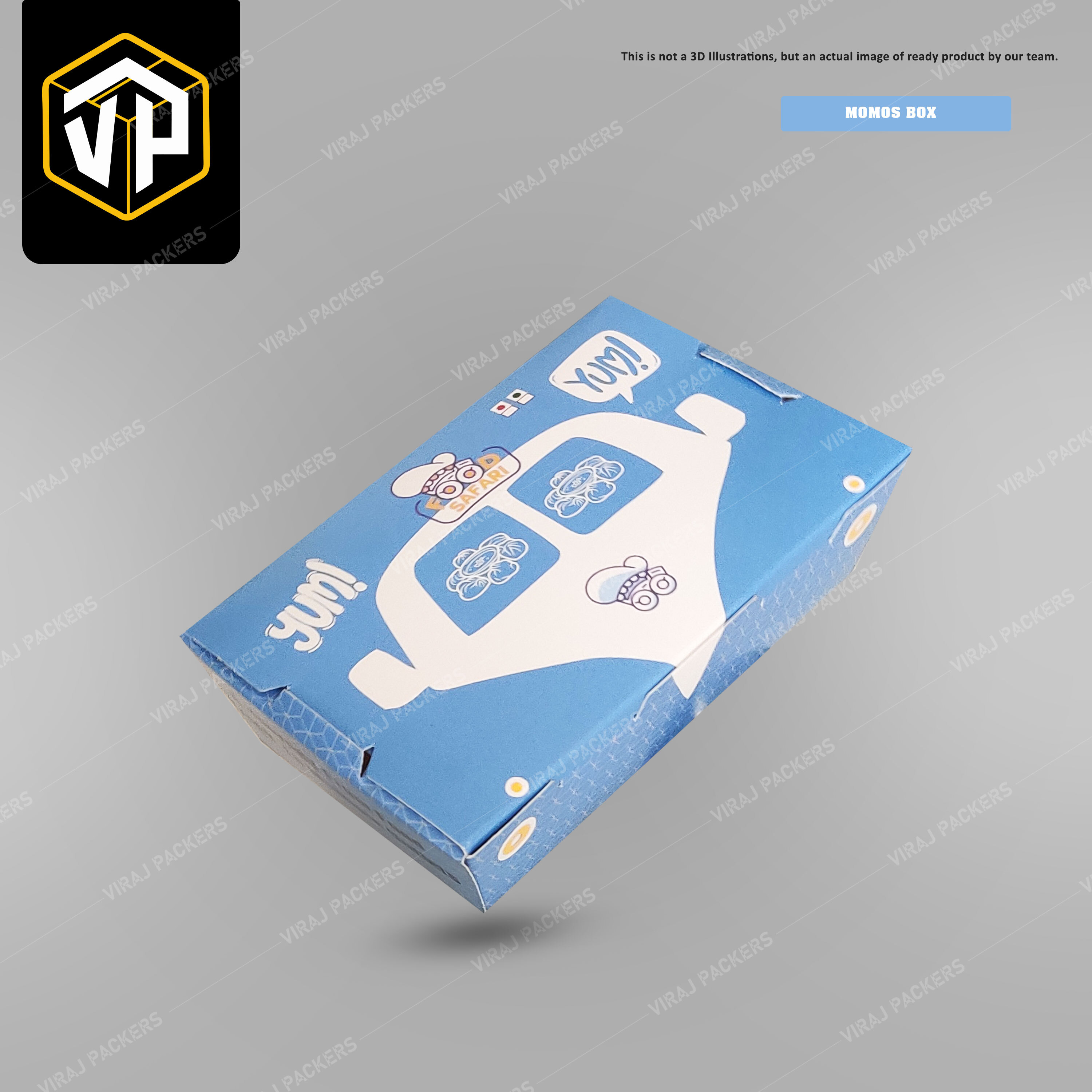 Momos Box - Paper Material , Customized Size, Glossy Lamination Finish | Eco-friendly, Leak-proof Design With Ventilation Holes For Freshness