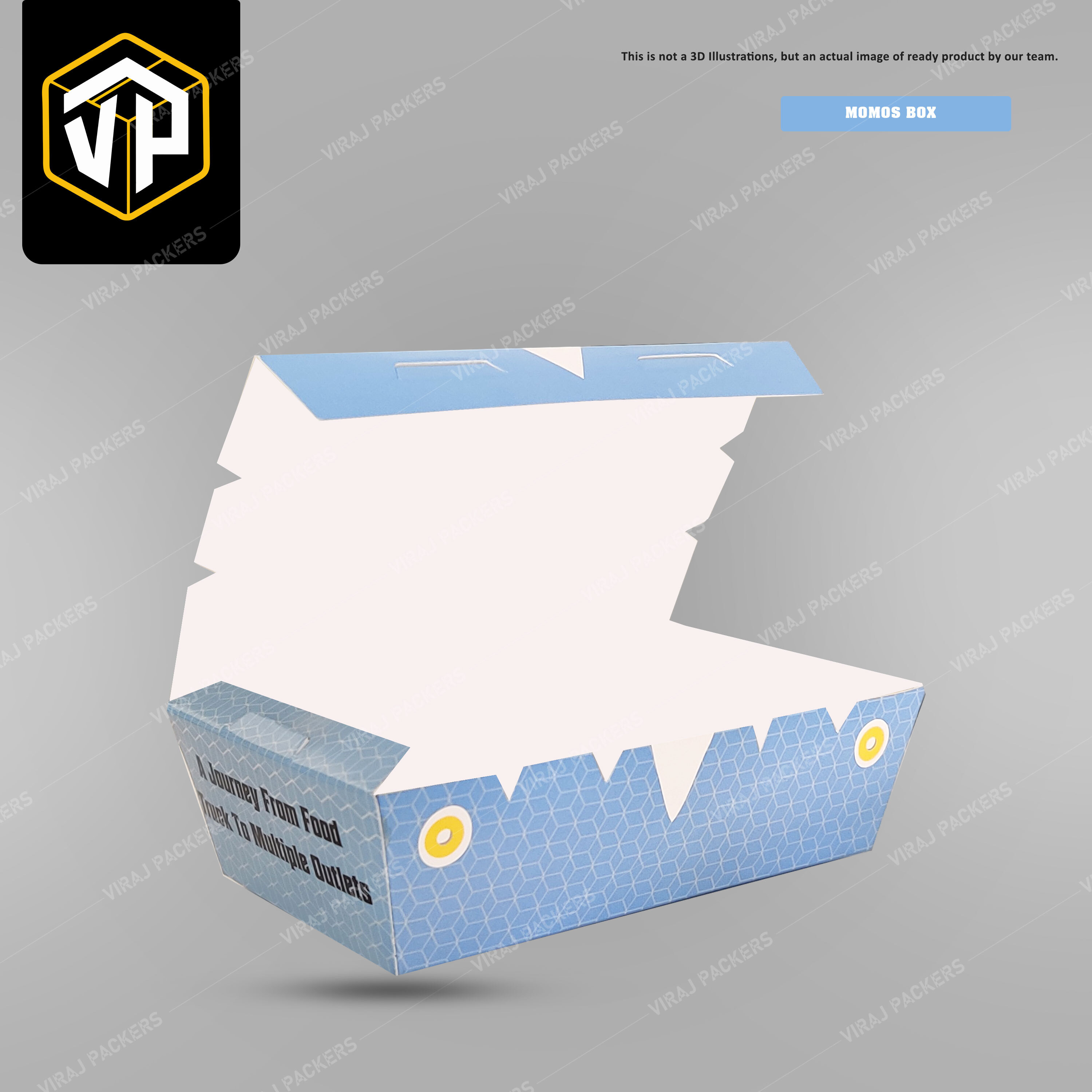 Momos Box - Paper Material , Customized Size, Glossy Lamination Finish | Eco-friendly, Leak-proof Design With Ventilation Holes For Freshness