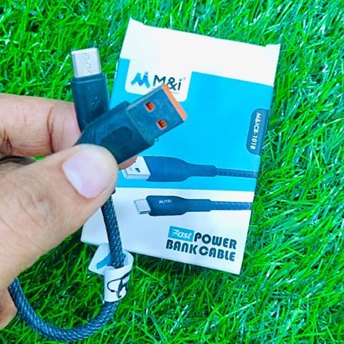 M-icb-1018 Short Series V8 Power Bank Cable - Plastic Body, Compact Design, Black Color | Durable, Reinforced Connectors, Warranty Included