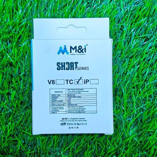 M-icb-1018 Short Series V8 Power Bank Cable - Plastic Body, Compact Design, Black Color | Durable, Reinforced Connectors, Warranty Included