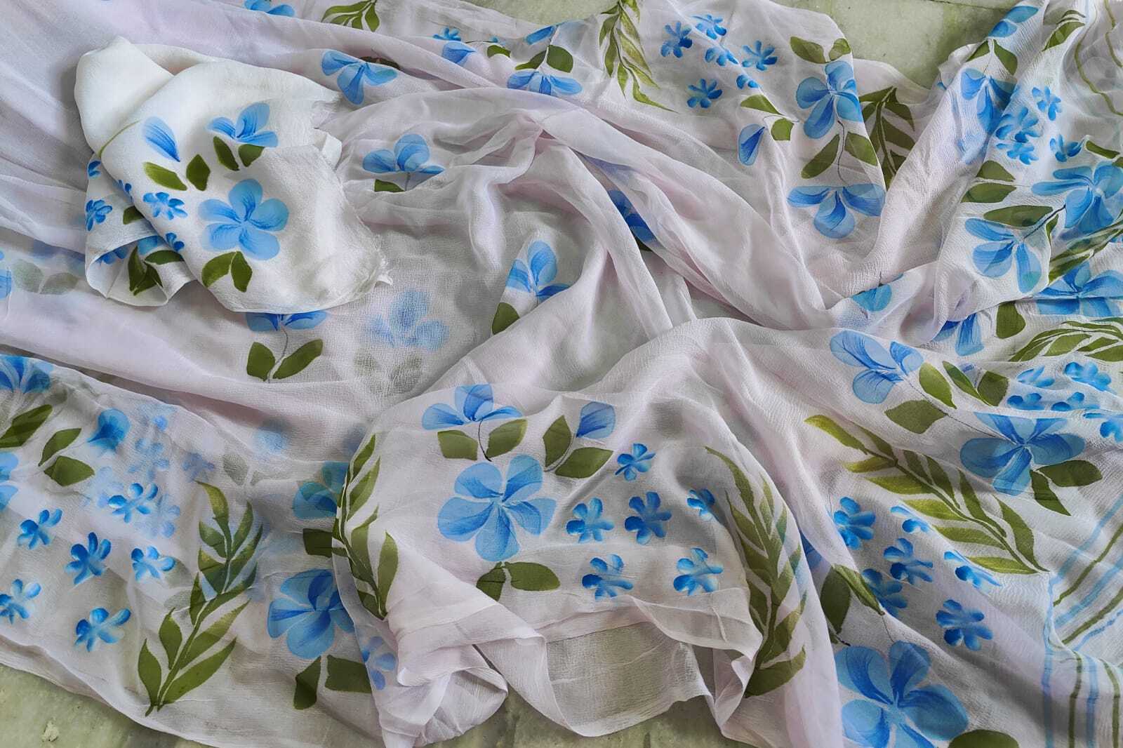 Hand Brush Painted Sarees - Color: Different Available