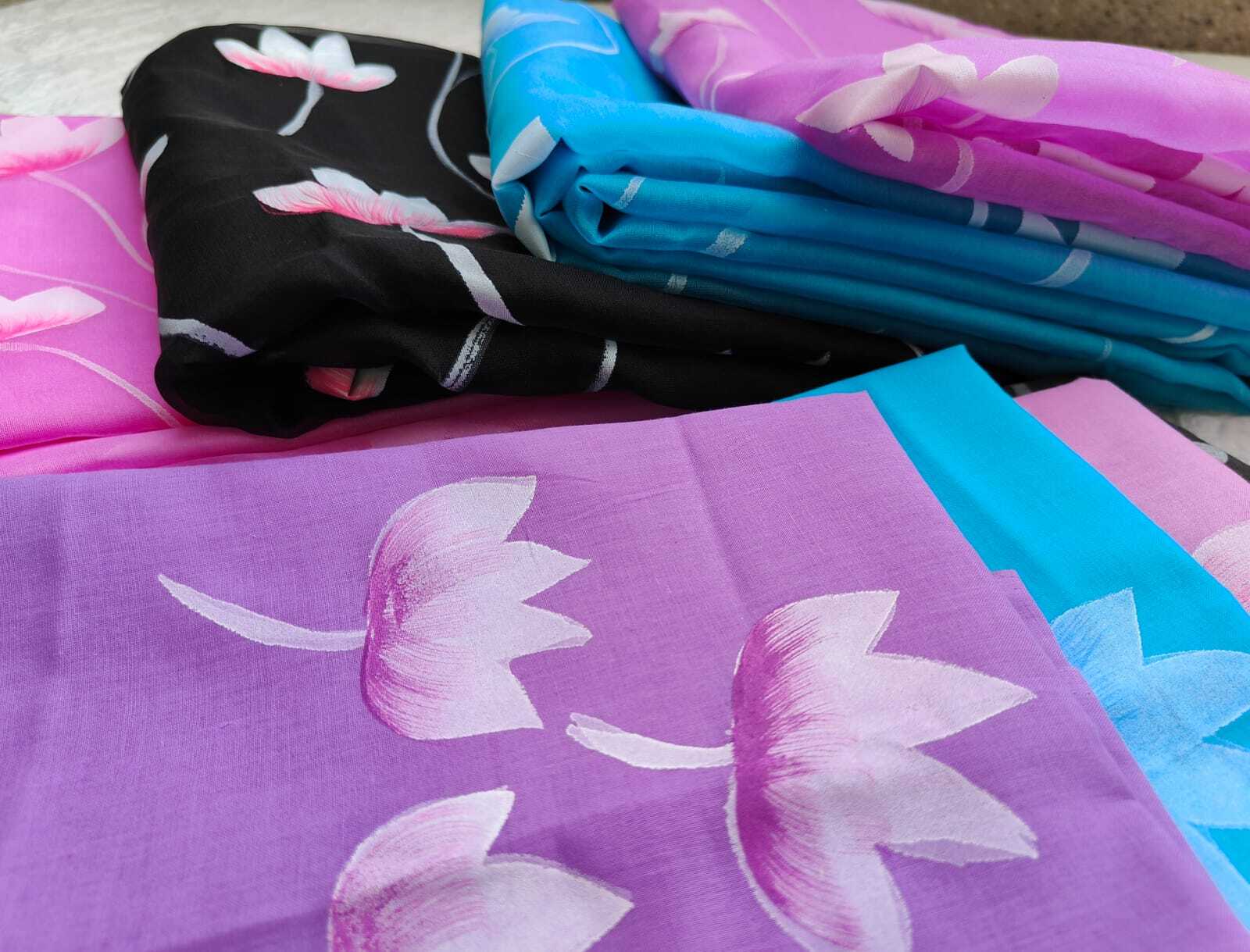 Hand Brush Painted Sarees - Color: Different Available