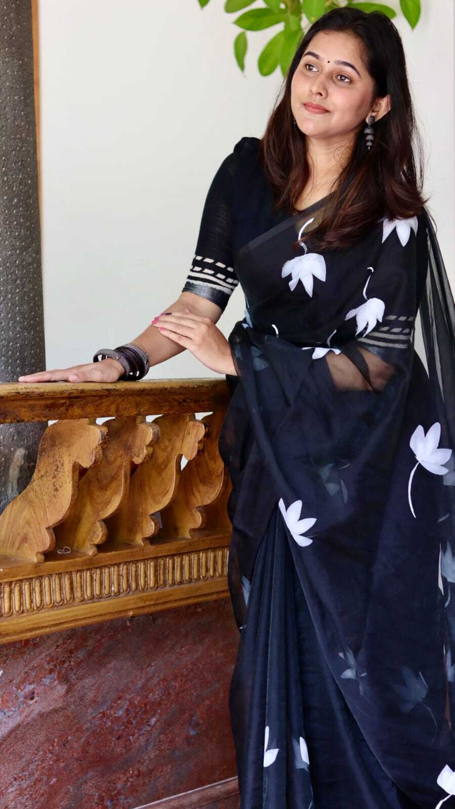 Hand Brush Painted Sarees - Color: Different Available