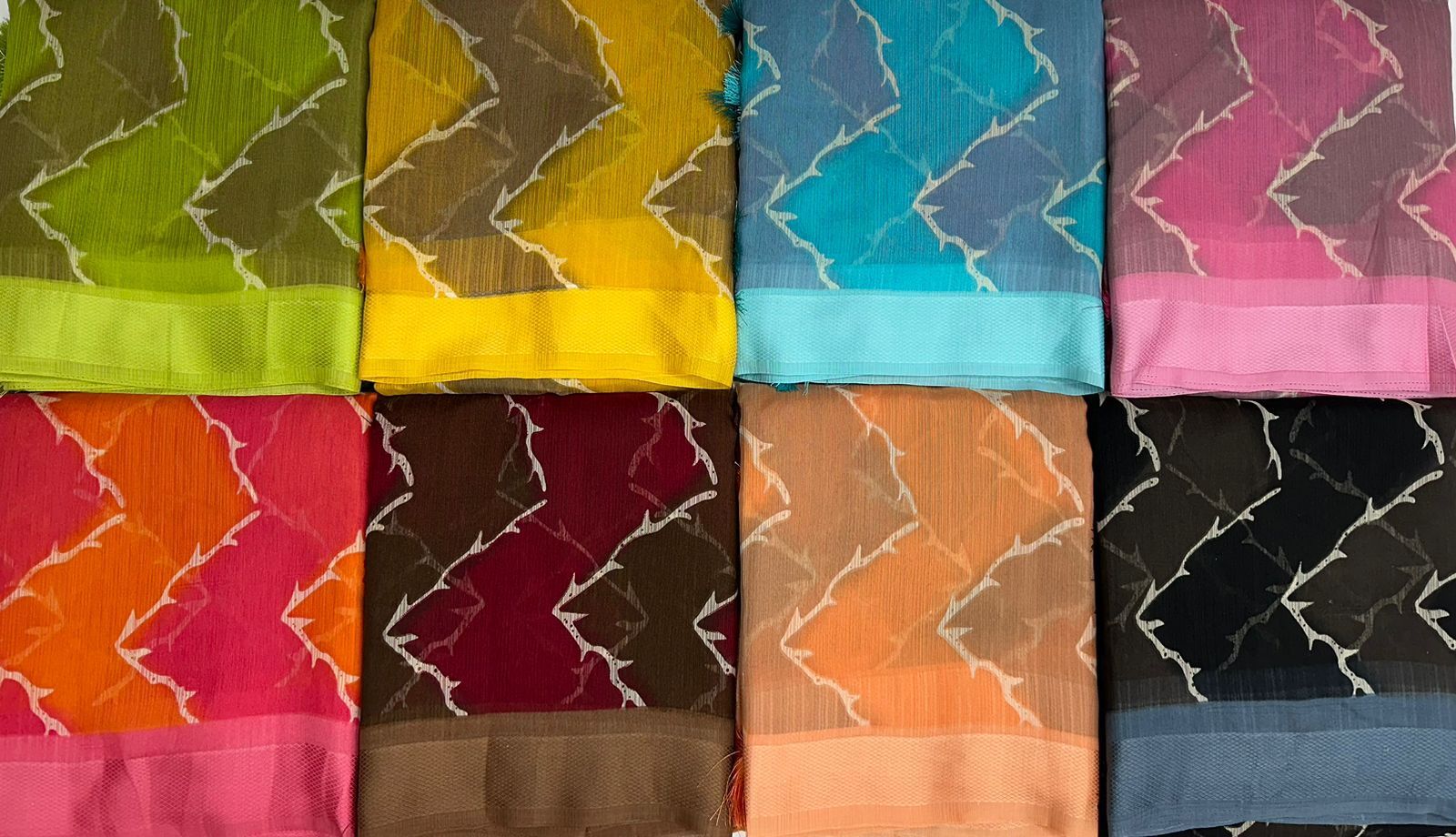 Soft Linen Zari Border Sarees - Color: Multi Colours