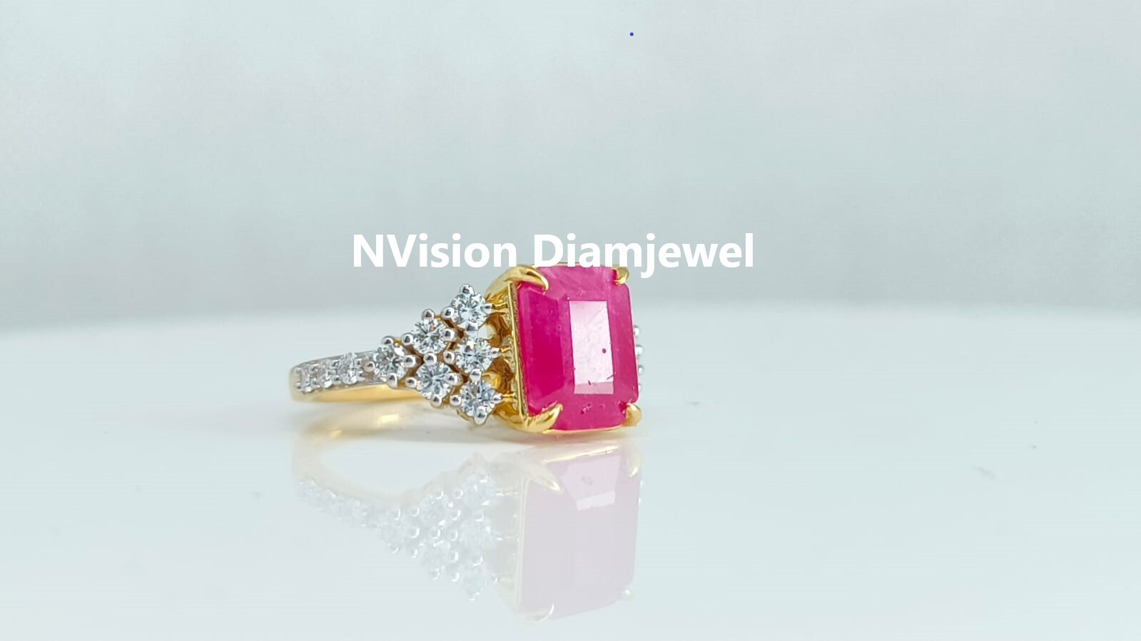Natural Diamond Crimson Fire Natural Ruby Ring - Diamond Carat Weight: 3.73 Carat