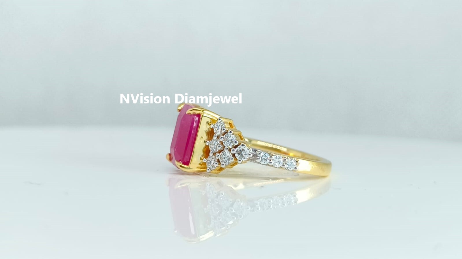 Natural Diamond Crimson Fire Natural Ruby Ring - Diamond Carat Weight: 3.73 Carat