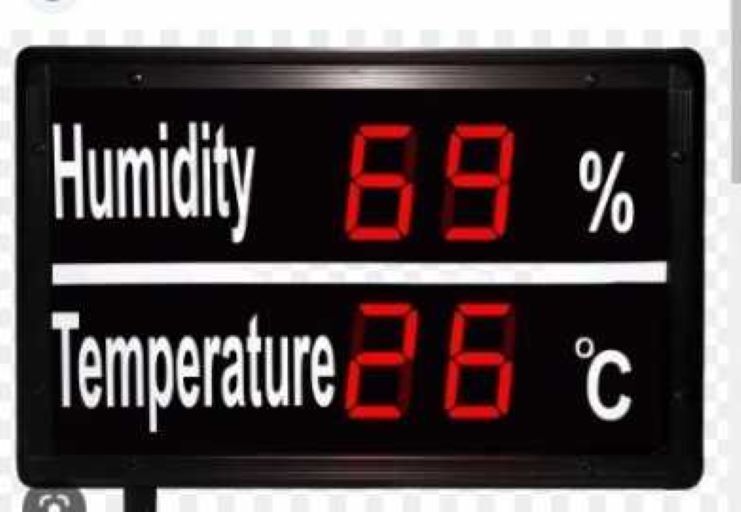 Temperature Humidity Display 3 Digit - Stainless Steel/black Powder Coated, Wall Mounting And Hanging Brackets, Digital 4" Red Led Display, -9.9 To 99.9â°c Range | 90-260vac Supply, 1 Year Warranty