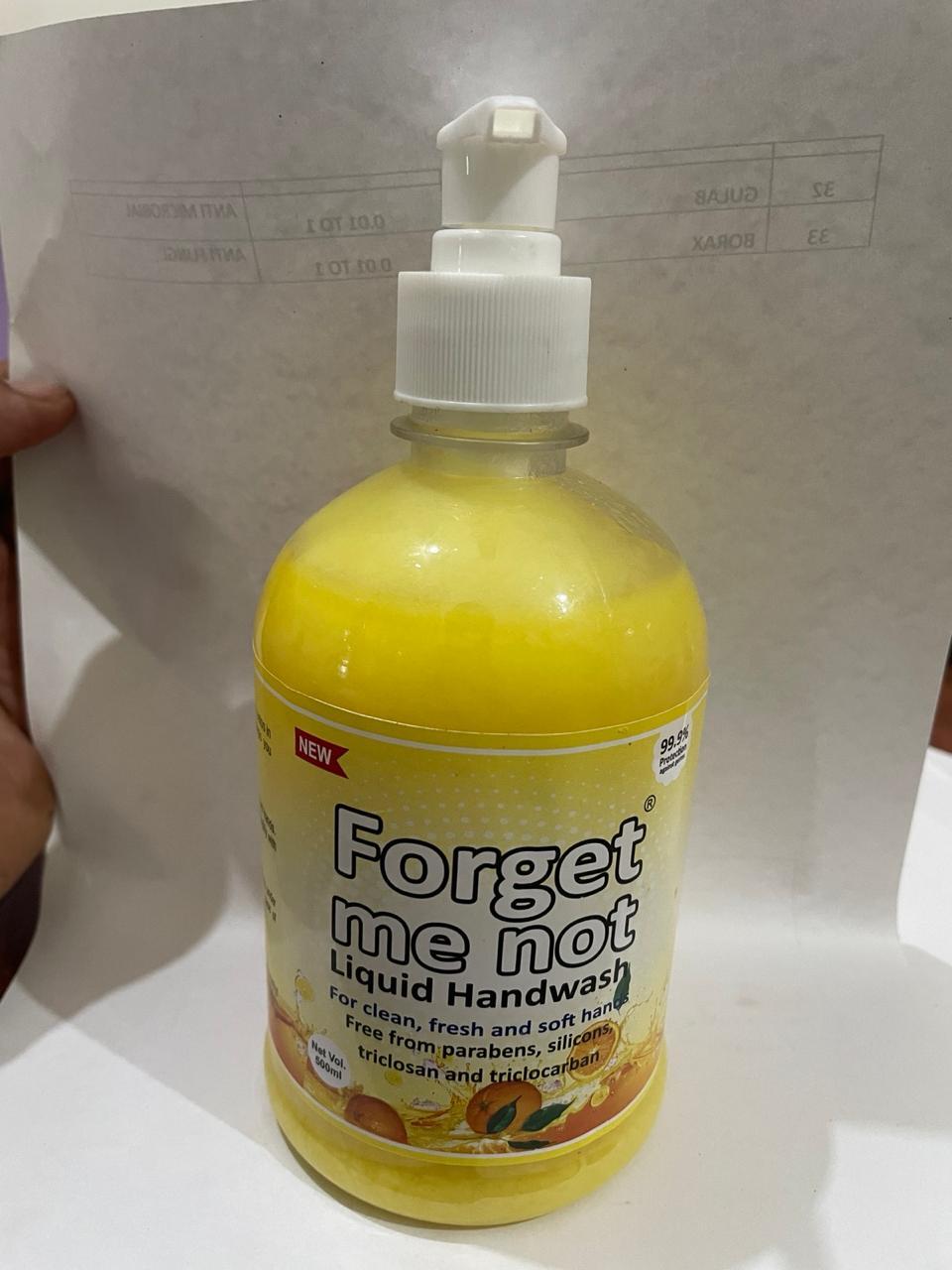 Forget Me Not Handwash - Liquid Soap, 100% Moisture, Yellow With Lemon & Jasmine Fragrance | Protects Against Germs, Hygienic Clean For Family Health