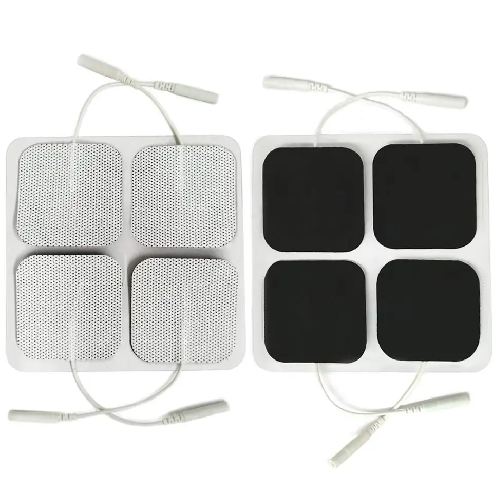 Self-adhesive Tens Unit Electrode Pads - Premium Carbon Material, 50x50 Mm Size, White With Black Conductor | Reusable, Durable, Comfortable For Effective Muscle Relief And Chronic Pain Management