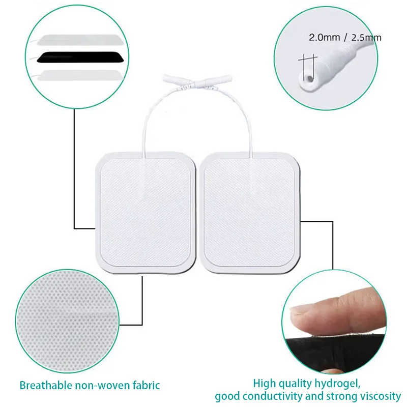 Self-adhesive Tens Unit Electrode Pads - Premium Carbon Material, 50x50 Mm Size, White With Black Conductor | Reusable, Durable, Comfortable For Effective Muscle Relief And Chronic Pain Management
