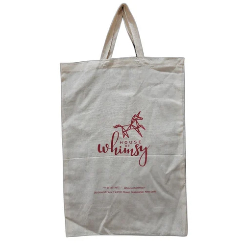 Printed Cotton Carry Bag - Cotton, Various Sizes, White Color | Beautifully Printed Design, Two Sturdy Handles for Everyday Carry